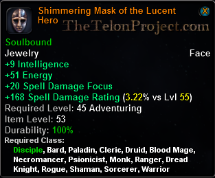 In-game tooltip for Shimmering Mask of the Lucent Hero