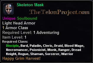 In-game tooltip for Skeleton Mask