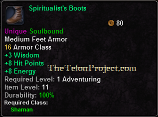 In-game tooltip for Spiritualist's Boots