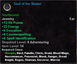 In-game tooltip for Stud Hoop of the Master