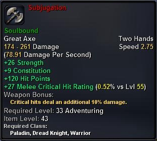 In-game tooltip for Subjucation