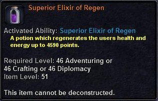 In-game tooltip for Superior Elixer of Regen