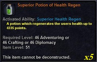 In-game tooltip for Supperior Potion of Regen