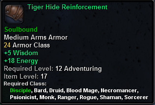 In-game tooltip for Tiger Hide Reinforcement