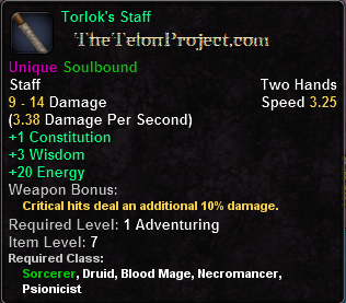In-game tooltip for Torlok's Staff