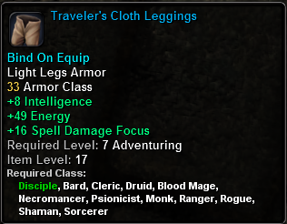 In-game tooltip for Traveler's Cloth Legs
