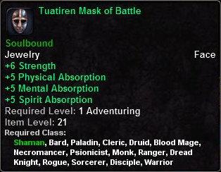 In-game tooltip for Tuatiren Mask of Battle