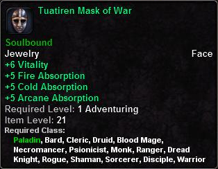 In-game tooltip for Tuatiren Mask of War