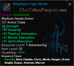 In-game tooltip for Umyebum Crypt Gloves