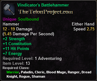 In-game tooltip for Vindicator's Battlehammer