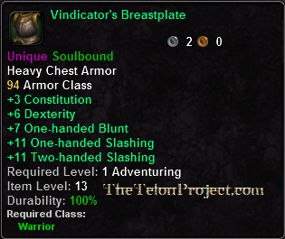 In-game tooltip for Vindicator's Breastplate