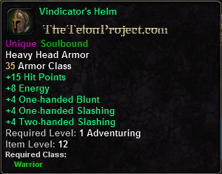 In-game tooltip for Vindicator's Helm