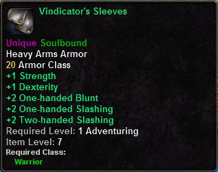 In-game tooltip for Vindicator's Sleeves