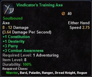 In-game tooltip for Vindicators Training Axe