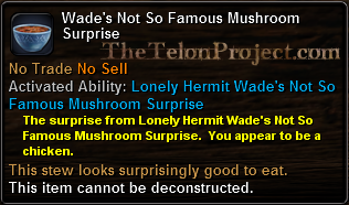 In-game tooltip for Wade's Not So Famous Mushroom Supprise