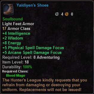 In-game tooltip for Yaldiyens Shoes