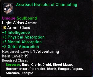 In-game tooltip for Zarabadi Bracelet of Channeling