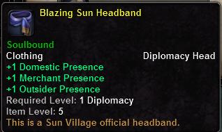 In-game tooltip for Blazing Sun Headband
