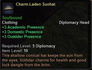 In-game tooltip for Charm Laden Sunhat