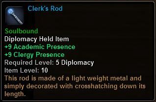 In-game tooltip for Clerks Rod