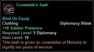 In-game tooltip for Constables Sash