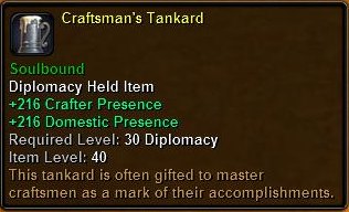 In-game tooltip for Craftsmans Tankard
