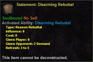 In-game tooltip for Disarming Rebuttal