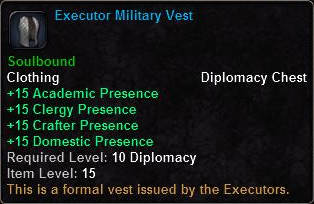 In-game tooltip for Executor Military Vest