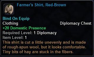 In-game tooltip for Farmer's Shirt, Red-Brown
