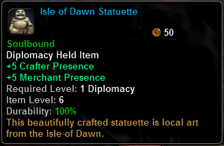 In-game tooltip for Isle of Dawn Statuette