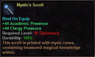 In-game tooltip for Mystics Scroll