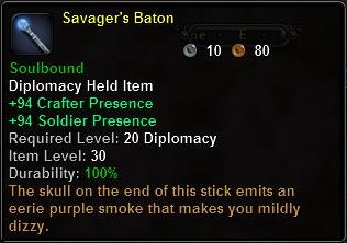 In-game tooltip for Savagers Baton