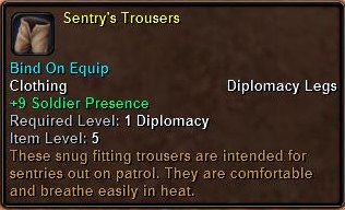 In-game tooltip for Sentrys Trousers