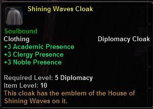 In-game tooltip for Shining Waves Cloak