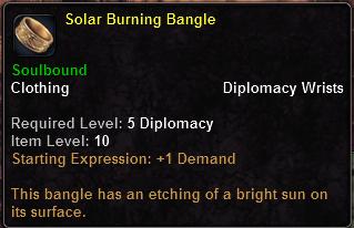 In-game tooltip for Solar Burning Bangle