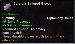 In-game tooltip for Soldier's Tailored Gloves