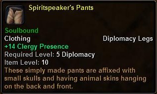 In-game tooltip for Spiritspeakers Pants