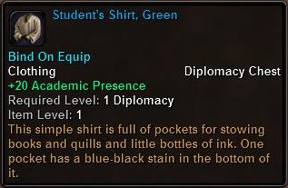 In-game tooltip for Students Shirt, Green