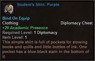 In-game tooltip for Students Shirt Purple