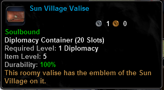In-game tooltip for Sun Village Valise