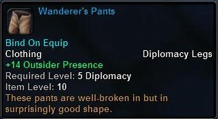 In-game tooltip for Wanderers Pants