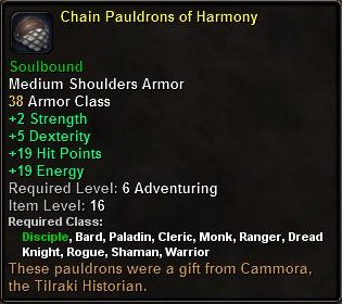 In-game tooltip for Chain Pauldrons Of Harmony
