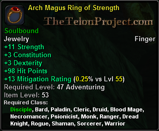 In-game tooltip for Arch Magus Ring of Strength