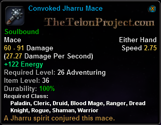 In-game tooltip for Convoked Jharru Mace