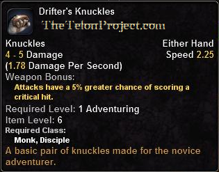 In-game tooltip for Drifter's Knuckles