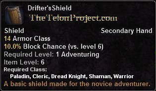 In-game tooltip for Drifter's Shield