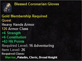 In-game tooltip for Blessed Coronarian Gloves Heavy