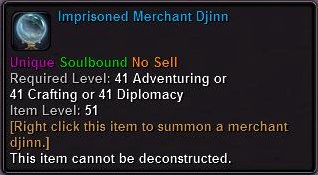 In-game tooltip for Imprisoned Merchant Djinn